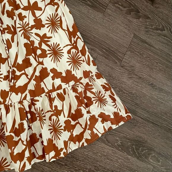 Lulus Lush White and Brown Floral Print Babydoll Dress - Picture 3 of 9